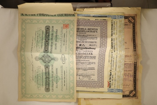 4 FOREIGN STOCK CERTIFICATES OR BONDS: 3-1800'S