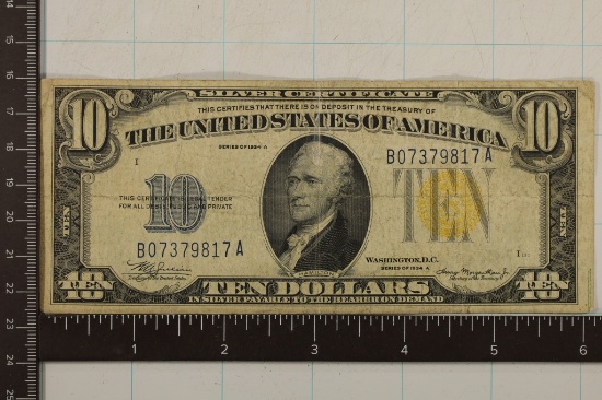 1934-A US $10 SOUTH AFRICA SILVER CERTIFICATE