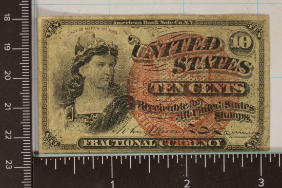 1863 US 10 CENT FRACTIONAL CURRENCY