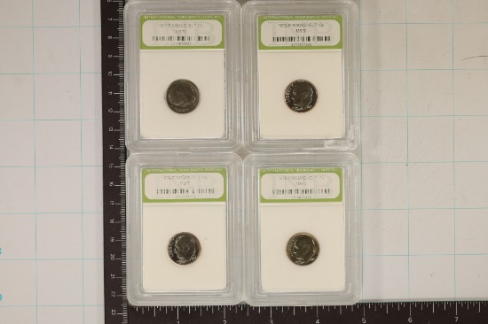 4 SLABBED ROOSEVELT DIMES: 1967-P MS70, 1972-P