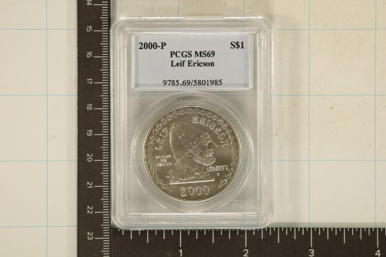 2000-P LEIF ERICSON US SILVER DOLLAR PCGS MS69