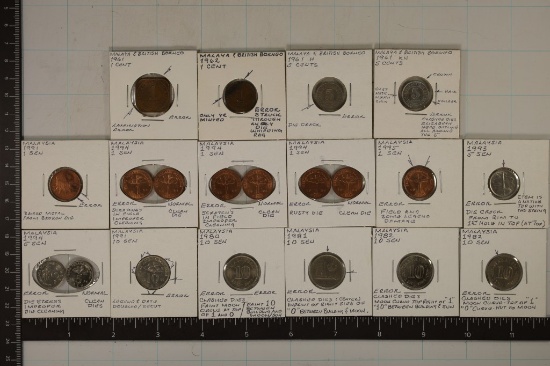 20 ERROR FOREIGN COINS: 4-MALAYA / BRITISH BORNEO