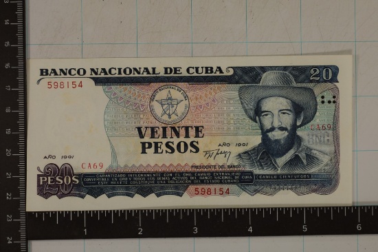 1991 CUBA 20 PESO CRISP UNC BILL