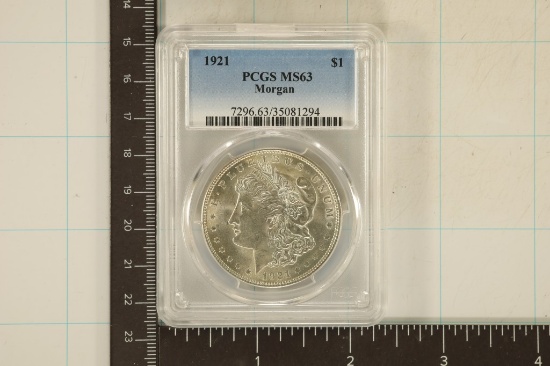 1921 MORGAN SILVER DOLLAR PCGS MS63
