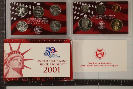 2001 US SILVER PROOF SET (WITH BOX) WITH CERT.