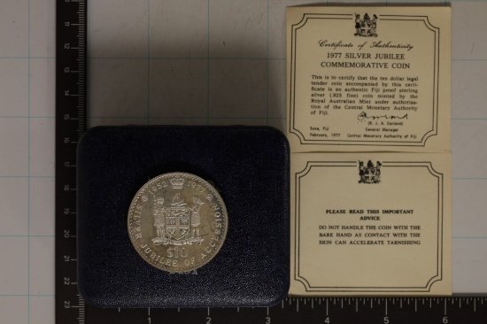 1977 FIJI STERLING SILVER $10 JUBILEE COIN 30.4