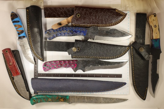 3 CARBON STEEL & 3 DAMASCUS STEEL BRAND NEW