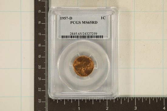 1957-D LINCOLN WHEAT CENT PCGS MS65RD