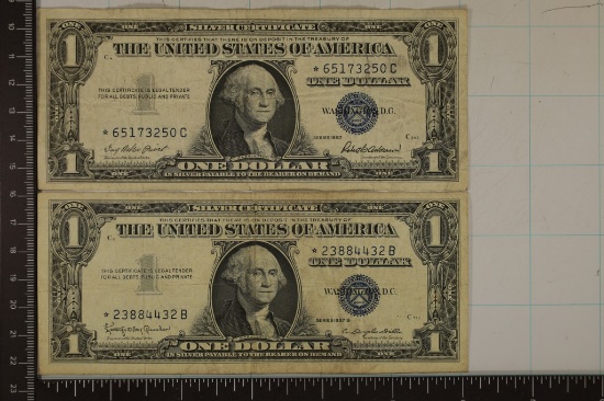 1957 & 1957-B US $1 SILVER CERT STAR NOTES, BLUE