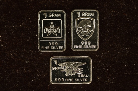 3-1 GRAM .999 FINE SILVER PROOF MILITARY THEMED