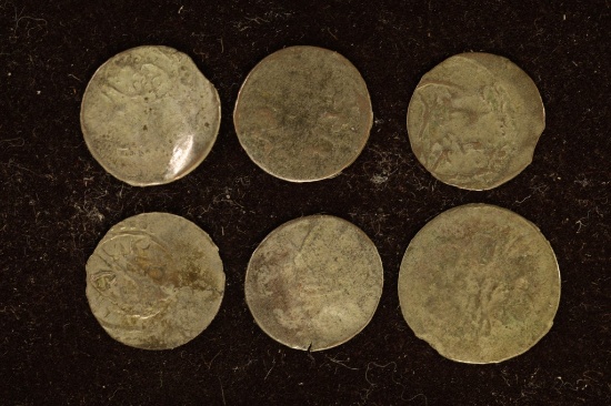 6 SILVER DIME SIZED OTTOMAN EMPIRE PARA COINS: