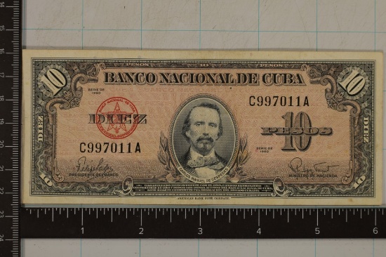 1960 CUBA 10 PESO BILL CRISPISH PRETTY NICE BILL