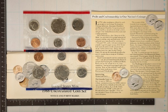 1988 US MINT SET (UNC) P/D (WITH ENVELOPE) AND