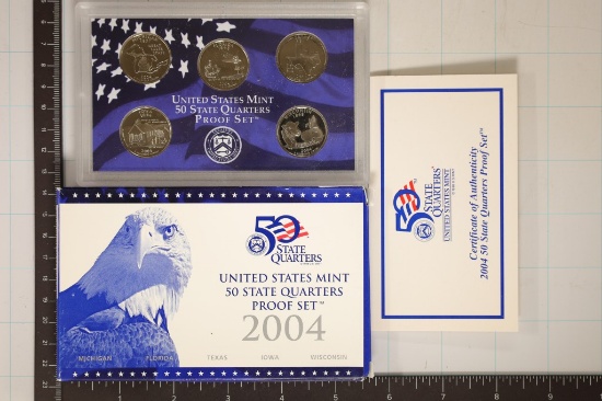 2004 US 50 STATE QUARTERS PROOF SET WITH BOX &
