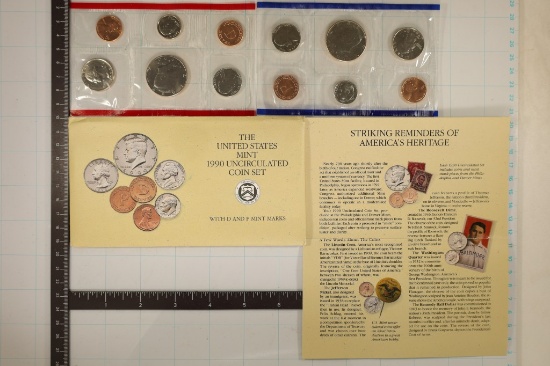 1990 US MINT SET (UNC) P/D (WITH ENVELOPE) AND