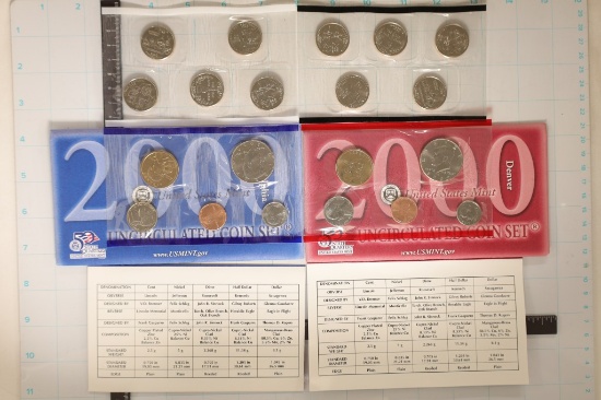 2000 US MINT SET (UNC) P/D (WITH ENVELOPES) AND