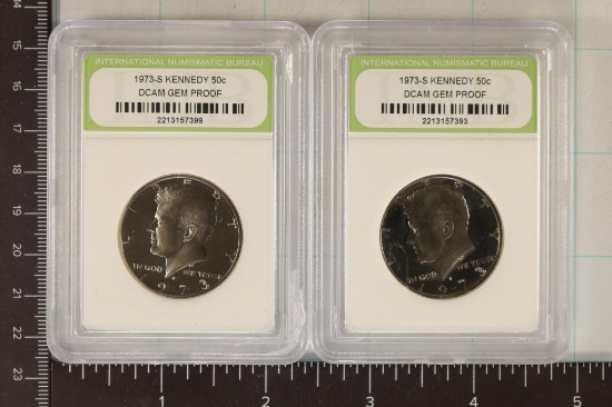 2 PROOF KENNEDY HALF DOLLARS: BOTH 1973-S DCAM