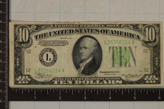 1934 US $10 FRN GREEN SEAL