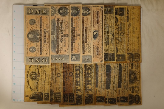 17 REPLICAS OF VINTAGE US CURRENCY: 1860'S