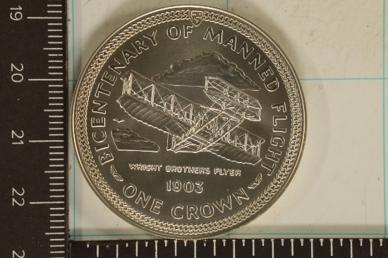 1983 ISLE OF MAN BU SILVER1 CROWN "BICENTENARY OF