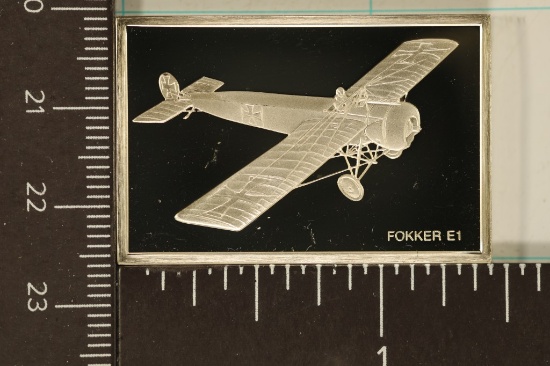 .615 TROY OZ. STERLING SILVER "FOKKER E1" AIRPLANE
