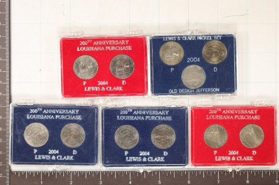5 UNC JEFFERSON NICKEL SETS 2004-P & D