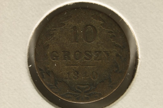 1840 POLAND SILVER 10 GROSZY .0179 OZ. ASW