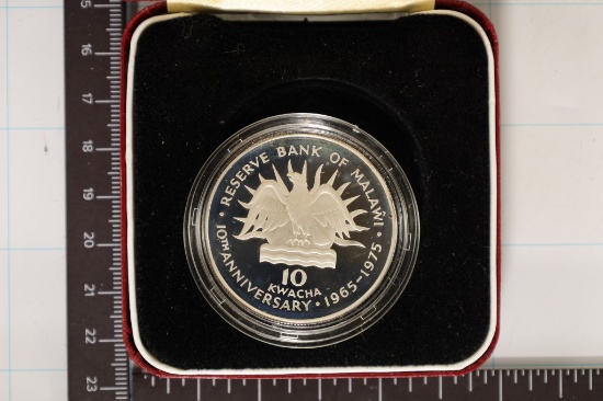 1965-1975 10TH ANNIVERSARY MALAWI SILVER 1O KWACHA