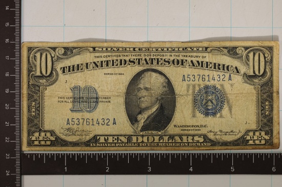 1934 US $10 SILVER CERTIFICATE