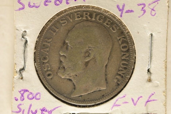 1906 SWEDEN SILVER 1 KRONOR .1929 OZ. ASW