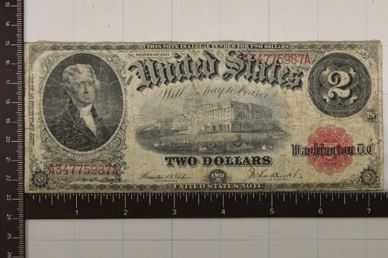 1917 US LARGE SIZE RED SEAL $2 BILL HORSEBLANKET