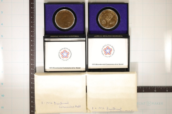 2-1972 US BICENTENNIAL MEDALS WITH PAPER AND