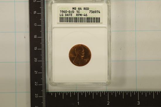 1960-D/D LINCOLN CENT ANACS MS64 RED LARGE DATE