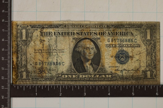 1935-A US $1 HAWAIIAN OVERPRINT SHORT SNORTER BILL