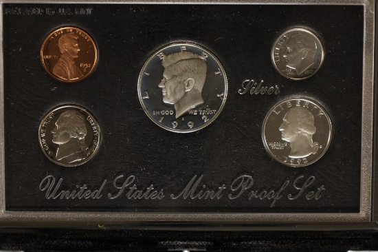 1992 US SILVER PREMIER PROOF SET (WITH BOX) AND