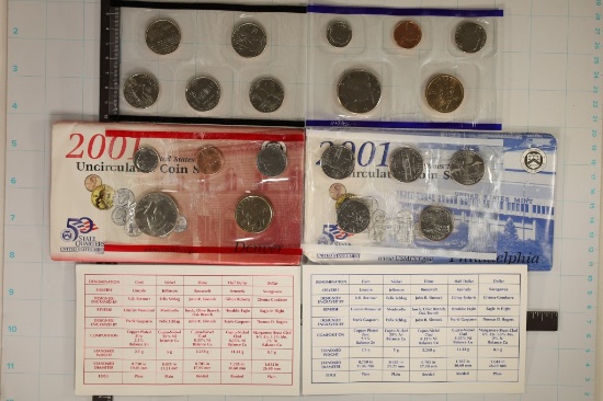 2001 US MINT SET (UNC) P/D (WITH ENVELOPE) AND