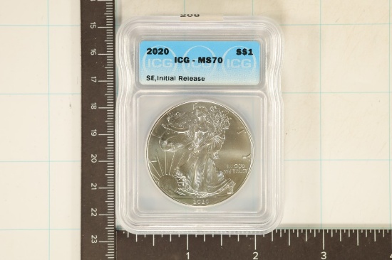2020 AMERICAN SILVER EAGLE ICG MS70 SE INITIAL