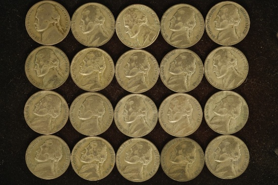 20 ASSORTED 35% SILVER JEFFERSON WAR NICKELS