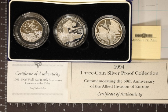 WWII 50TH ANNIVERSARY 3 COIN SET CONTAINS: