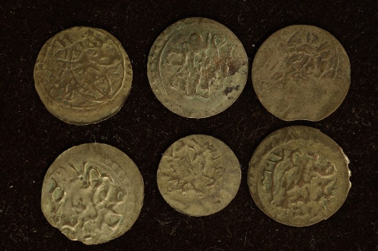6 SILVER DIME SIZED OTTOMAN EMPIRE PARA COINS: