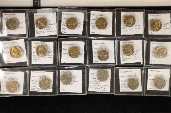 18 JEFFERSON NICKEL ERROR COINS: 1960-2000,