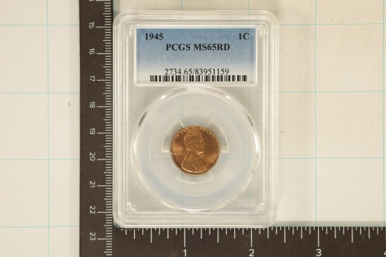1945 LINCOLN WHEAT CENT PCGS MS65RD