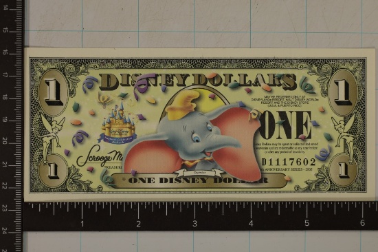 2005 ONE DISNEY DOLLAR "DUMBO" CRISP UNC