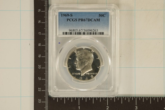 1969-S KENNEDY HALF DOLLAR PCGS PR67 DCAM