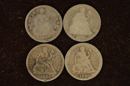 1854, 1876, 1882 &1890 SILVER SEATED LIBERTY DIMES