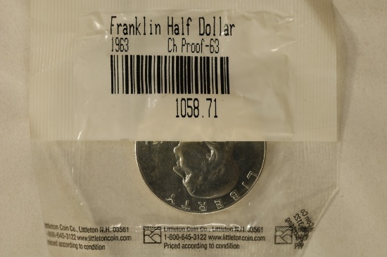 1963 SILVER FRANKLIN HALF DOLLAR. CHOICE PROOF 63