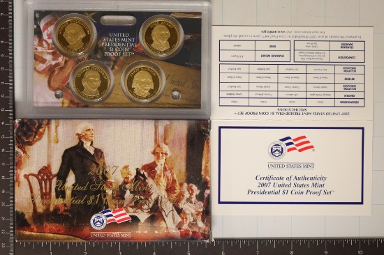 2007 PRESIDENTIAL DOLLAR 4 COIN PF SET WITH BOX &