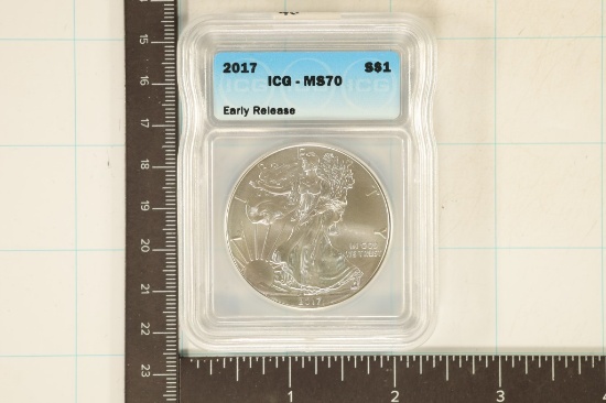 2017 AMERICAN SILVER EAGLE ICG MS70 1 OZ. SILVER