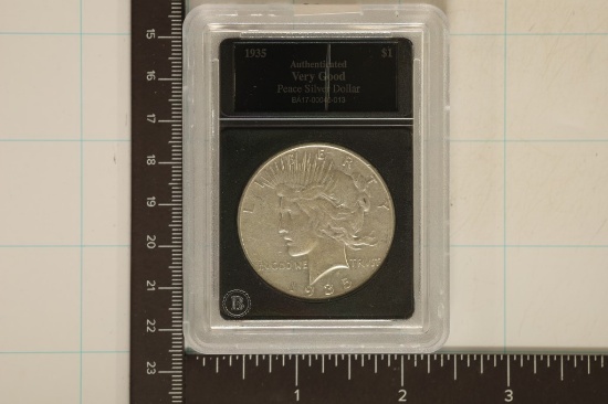 1935-S PEACE SILVER DOLLAR IN PLASTIC SLAB