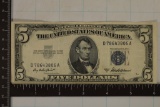 AU-1953-A US $5 SILVER CERTIFICATE BLUE SEAL CRISP